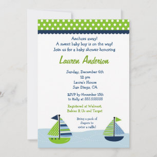 Sail Away Sailboat Baby Shower Invitaties Kaart