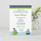 Sail Away Sailboat Baby Shower Invitaties Kaart (Staand voorkant)