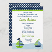 Sail Away Sailboat Baby Shower Invitaties Kaart (Voorkant / Achterkant)