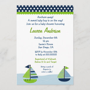 Sail Away Sailboat Baby Shower Invitaties Kaart