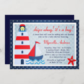 Sail Away Sailboat Baby shower Kaart (Voorkant / Achterkant)