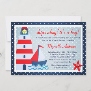 Sail Away Sailboat Baby shower Kaart