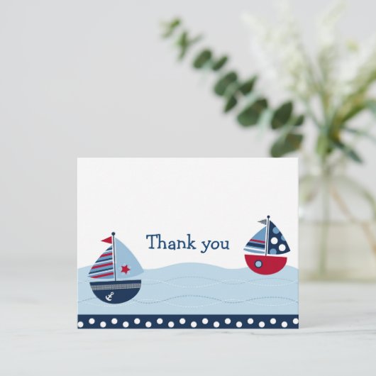 Sail Away Sailboat Nautical Dank je wel kaarten (Staand voorkant)