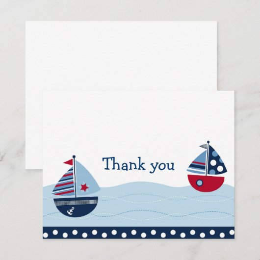Sail Away Sailboat Nautical Dank je wel kaarten (Voorkant / Achterkant)