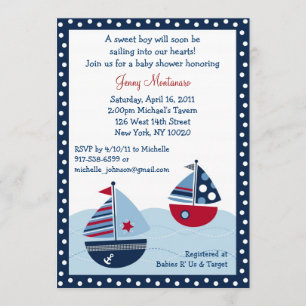 Sail Away Sailboat Ocean Baby Shower-uitnodigingen Kaart