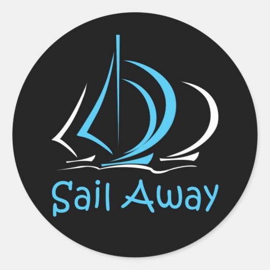 Sail Away Sailboot Boat Sand Ocean Gul Ronde Sticker (Voorkant)