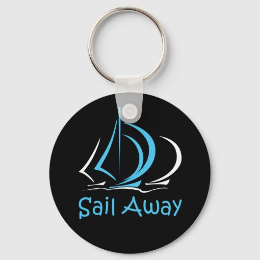 Sail Away Sailboot Boat Sand Ocean Gul Sleutelhanger (Voorkant)