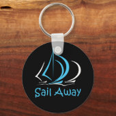 Sail Away Sailboot Boat Sand Ocean Gul Sleutelhanger (Voorkant)