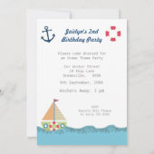 Sail Away Sailing Boat Boys Birthday Invite Kaart (Achterkant)
