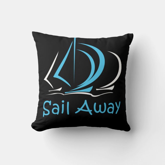Sail Away Sailing Sailboat Boat Sand Ocean Gul Kussen (Voorkant)