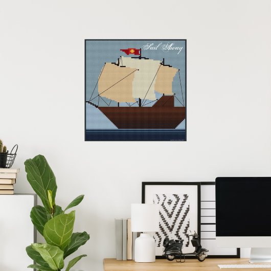 SAIL AWAY SAILING SHIP POSTER (Thuiskantoor)