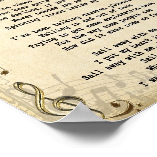 Sail Away Song Lyric  Wall Art print (Hoek)