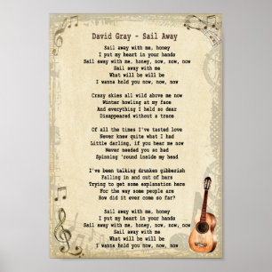 Sail Away Song Lyric  Wall Art print