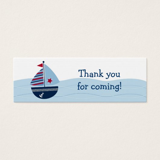 Sail Away Zeilboot Baby shower Favor Cadeau Labels Mini Visitekaartjes (Voorkant)