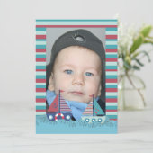 Sail Away Zeilboot Jongens Verjaardagsfoto Uitnodi Kaart (Staand voorkant)