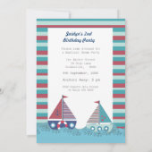Sail Away Zeilboot Jongens Verjaardagsfoto Uitnodi Kaart (Achterkant)