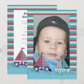 Sail Away Zeilboot Jongens Verjaardagsfoto Uitnodi Kaart (Voorkant / Achterkant)