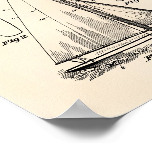 Sail Boat 1927 Patent Art Old Peper Poster (Hoek)