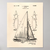 Sail Boat 1927 Patent Art Old Peper Poster (Voorkant)