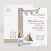 Sail Boat Baby shower Briefkaart Uitnodiging (Voorkant / Achterkant)