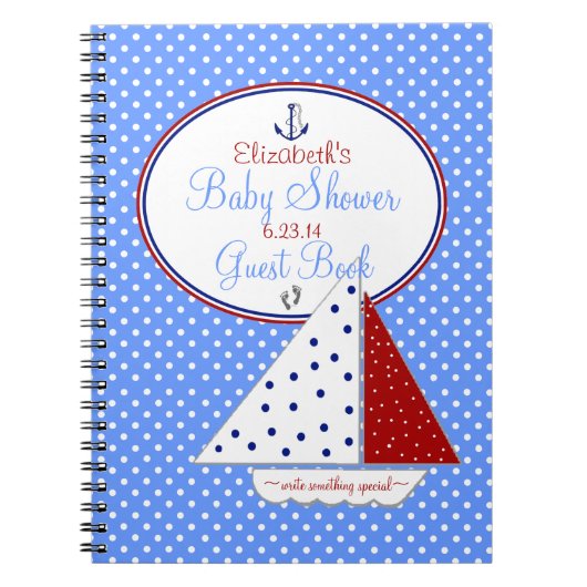 Sail Boat Baby shower Guest Book | Notitieboek (Voorkant)