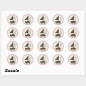 Sail Boat Baby shower Roze Ronde Sticker (Vel)
