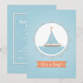 Sail Boat Baby Shower Uitnodiging (Voorkant / Achterkant)