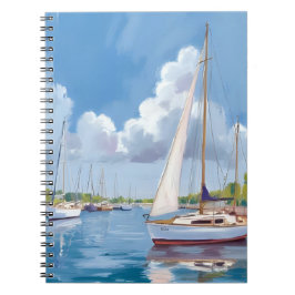 Sail Boat Bay | Kust Waterverfschilderij Notitieboek