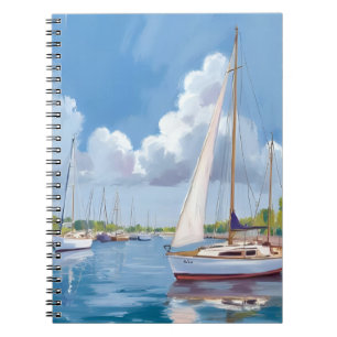 Sail Boat Bay Kust Waterverfschilderij Notitieboek
