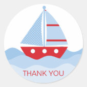 Sail Boat Bedankt Ronde Sticker (Voorkant)