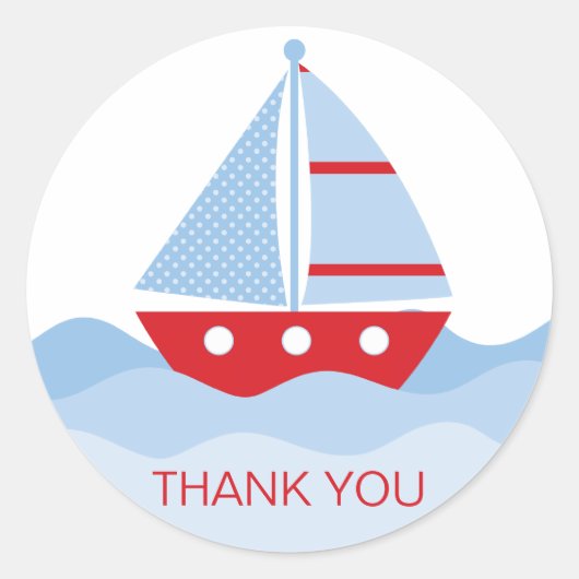 Sail Boat Bedankt Ronde Sticker (Voorkant)