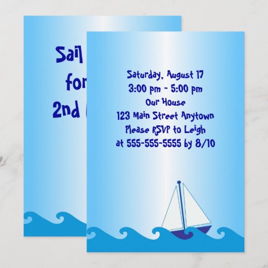 Sail Boat Birthday Uitnodiging (Voorkant / Achterkant)