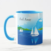 Sail Boat Blue Coffee Mok Tea Cup