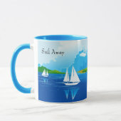 Sail Boat Blue Coffee Mok Tea Cup (Links)