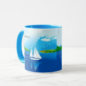 Sail Boat Blue Coffee Mok Tea Cup (Voorkant links)