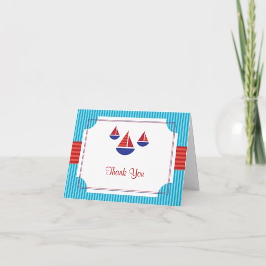 Sail Boat Card Thank You Card or Note Card Bedankkaart (Voorkant)