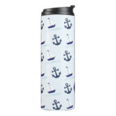 Sail Boat en Anchor Pattern Monogram Thermosbeker (Gedraaid links)