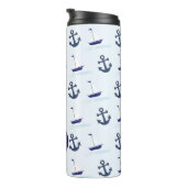 Sail Boat en Anchor Pattern Monogram Thermosbeker (Geroteerd rechts)