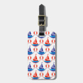 Sail Boat Pattern Bagagelabel (Voorkant verticaal)