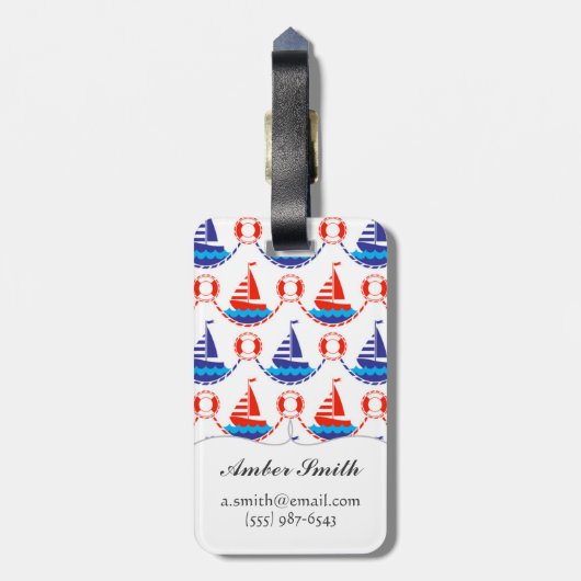 Sail Boat Pattern Bagagelabel (Achterkant verticaal)