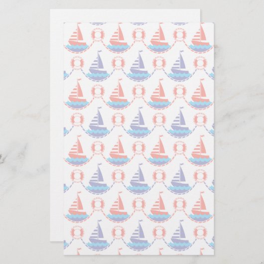 Sail Boat Pattern Briefpapier (Voorkant / Achterkant)