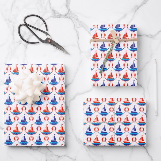 Sail Boat Pattern Inpakpapier Vel (Voorkant)
