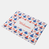 Sail Boat Pattern | Jouw tekst toevoegen Deurmat (Schuin)
