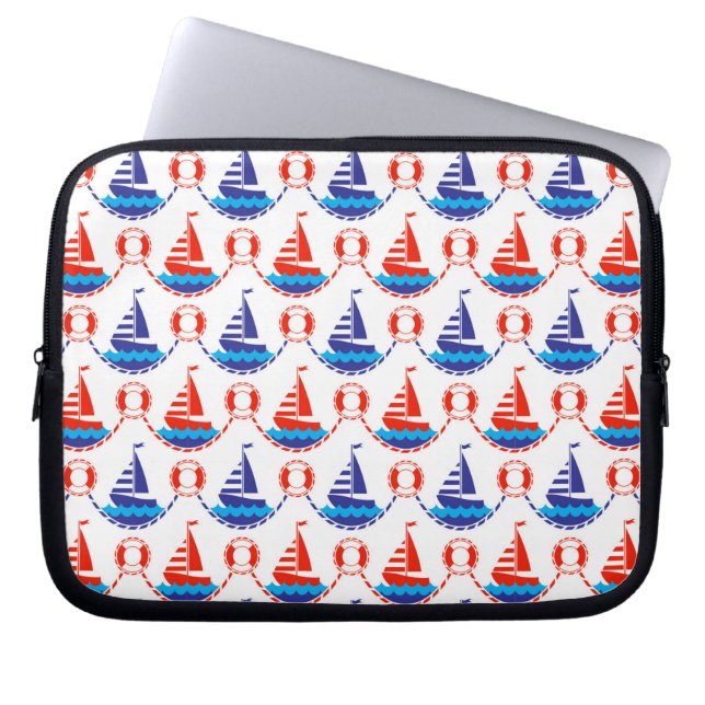 Sail Boat Pattern Laptop Sleeve (Voorkant)