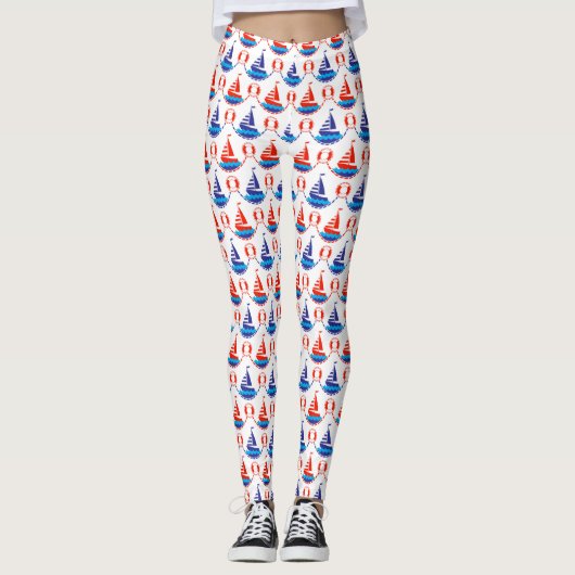 Sail Boat Pattern Leggings (Voorkant)
