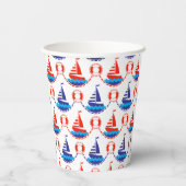 Sail Boat Pattern Papieren Bekers (Achterkant)