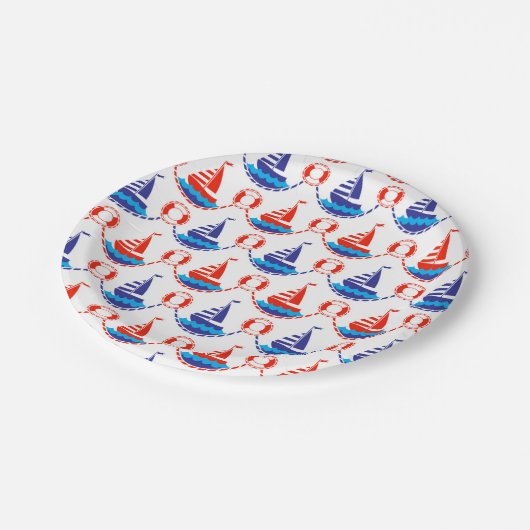 Sail Boat Pattern Papieren Bordje (Gekanteld)