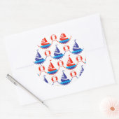 Sail Boat Pattern Ronde Sticker (Envelop)