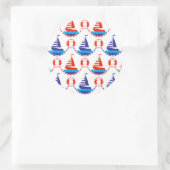 Sail Boat Pattern Ronde Sticker (Tas)