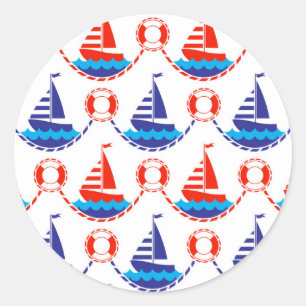 Sail Boat Pattern Ronde Sticker